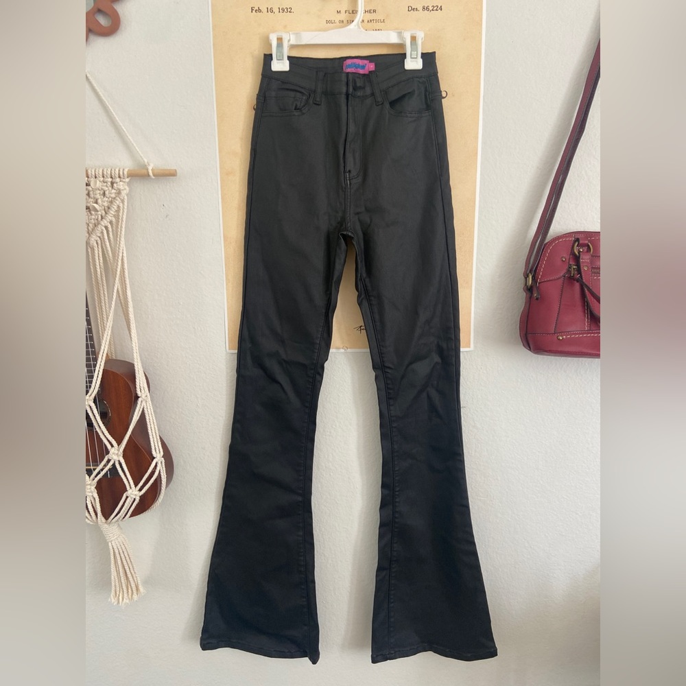 EDIKTED black leather flare pants